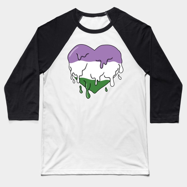 Melting genderqueer heart Baseball T-Shirt by Becky-Marie